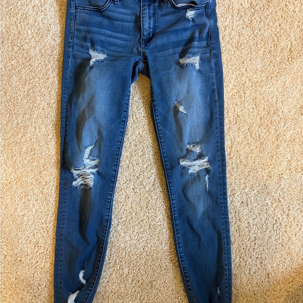 American Eagle Outfitters Dark Blue Distressed Jeggings